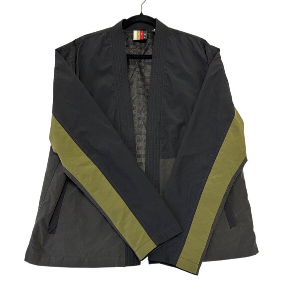 KITH Mens Nylon Kimono Style Blazer Jacket Size Med Black Green Gray Streetwear